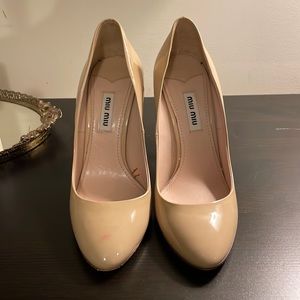 Miu Miu Nude Almond Toe Stiletto Pumps
